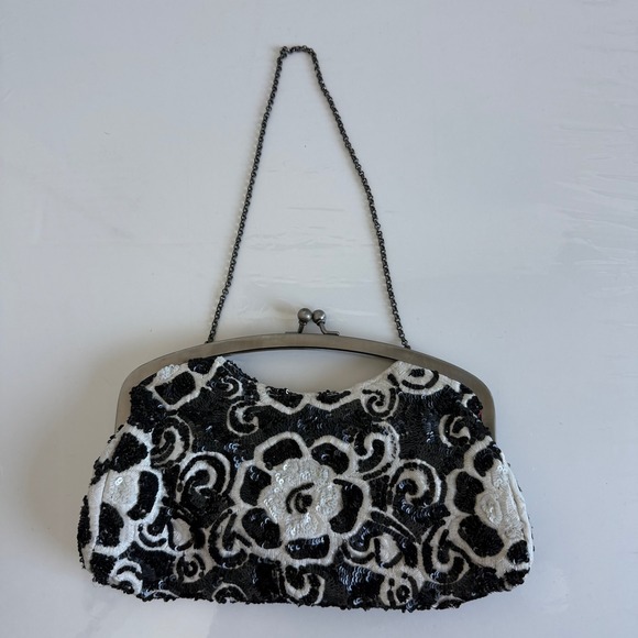 Y2K White House Black Market Floral Sequined Clutch - Picture 5 of 5